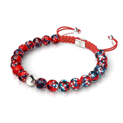 Feu et glace | Argent | Bracelet en macramé en verre Firefly